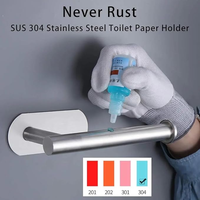 athroom Toilet Paper Holder Self-Adhesive Roll Holder Wall Mount Stainless Steel no Drilling Tissues Holder Stick on Wall White