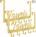 2 Pack Over The Door Hooks, Towel Rack for Bathroom Towel Holder for Hanging Heavy Duty, Wall Mount Towel Hanger with 10 Hooks for Bedroom Bathroom Kitchen Towels, Bag, Coats(Gold)