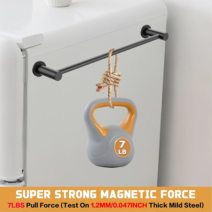 ULIBERMAGNET Magnetic Towel Holder, Magnetic Towel Bar Holder with Adjustable Length, Non-Slip Magnetic Curtain Flip Calendar Rod for Classroom Whiteboard, Refrigerator, Dishwasher, Laundry (2 Pack)