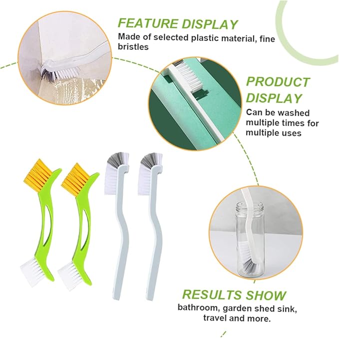 8pcs Grout Cleaner Brush Double Corner Brush for Deep Cleaning Sinks Tile Lines and Hard Reach Crevices for Kitchen and Bathroom Use