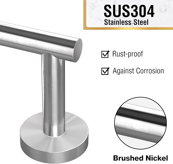 HITSLAM Brushed Nickel Toilet Paper Holder Wall Mount, Double Post Pivoting Toilet Paper Roll Holder, SS304 Stainless Steel Bathroom Toilet Tissue Holder