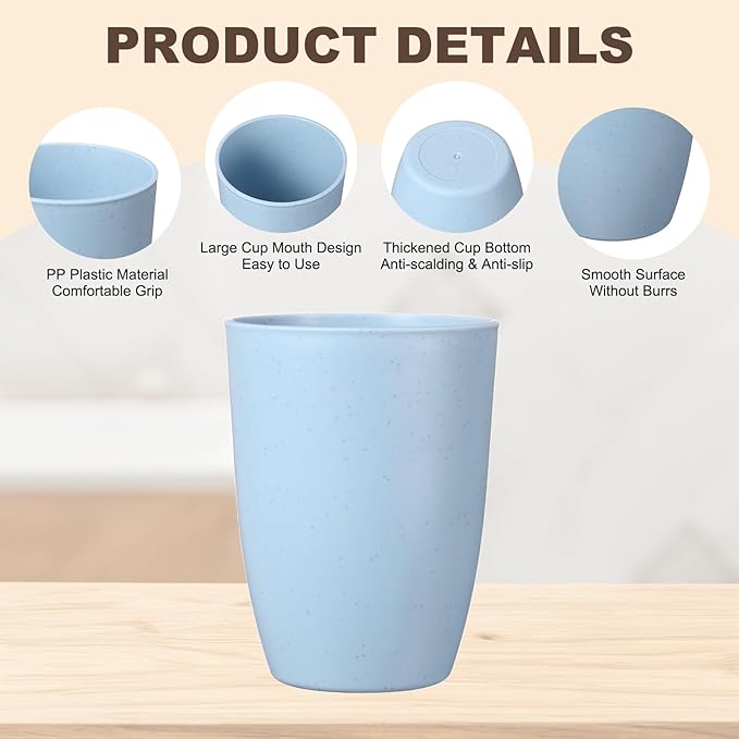 uxcell 2 Pcs Simple Toothbrush Cup, 3 x 3 x 4.1 Inch Bathroom Tumbler Reusable Plastic Cup Set for Storing Toothpaste Toothbrushes Combs Water Beverages, Light Blue
