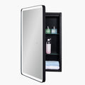 Lighted Bathroom Medicine Cabinet with Round Corner Framed Mirror Door 15 x 25 inch, Left Hand Opening, Recessed or Surface Mount, with Adjustable Glass Shelves