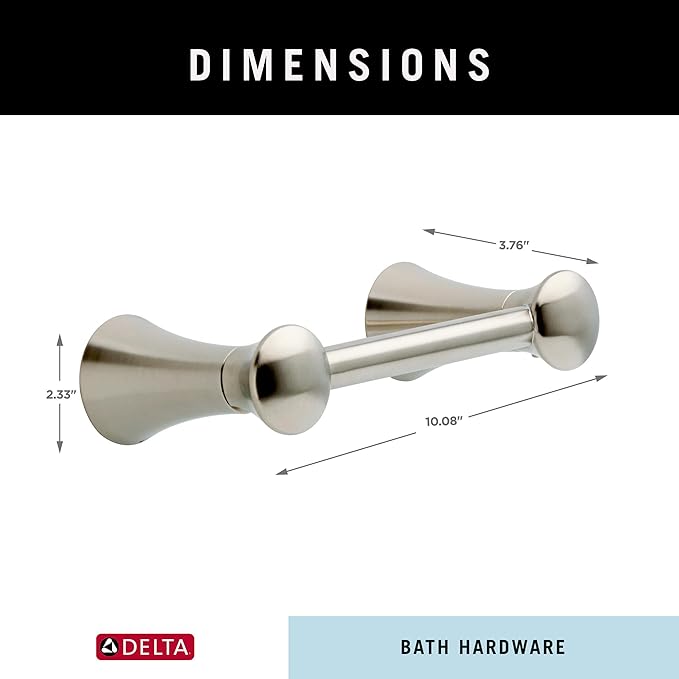 Delta Lahara (1-Pack) Toilet Paper Holder Brilliance Stainless Steel Tissue Roll Holder for Bathroom Organization and Storage Pivoting Toilet Tissue Holder Wall Bathroom Accessories 73850-SS