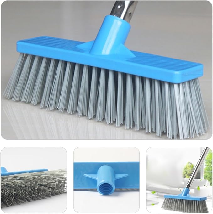 Long Handle Floor Scrubbing Brush with Stiff Bristles, Bathroom Tile Grout Cleaning Brush for Indoor and Outdoor Use, Heavy Duty Shower and Patio Scrubber