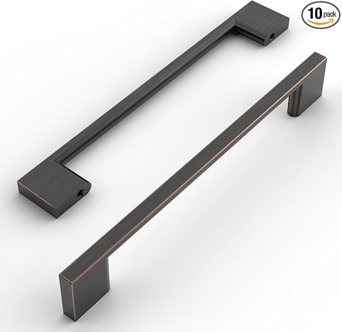 Amerdeco 10 Pack Oil Rubbed Bronze Cabinet Pulls 6.25 Inch(160MM) Hole Centers Kitchen Cabinet Handles Cabinet Hardware Kitchen Handles for Cabinets Cupboard Handles Drawer Pulls ZH0060