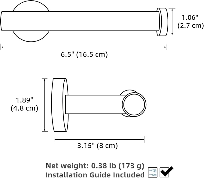 APLusee Matte Black Toilet Paper Holder, Stainless Steel Tissue Roll Hanger, Round TP Dispenser Wall Mount for Bathroom, Kitchen, Washroom
