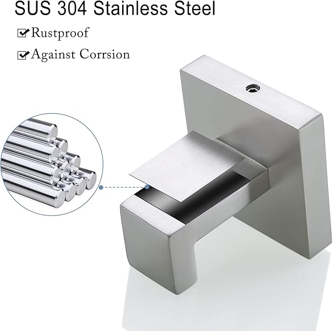 TQKAG Bathroom Towel Hook Coat Brushed Robe Clothes Bath Wall Hooks for Kitchen Garage,Stainless Steel Wall Mounted