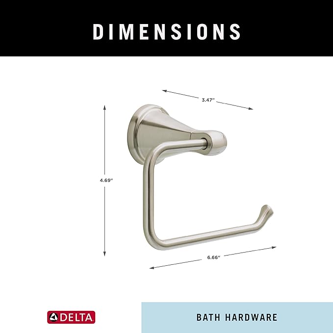 Delta Faucet Becker (1-Pack) Toilet Paper Holder, SpotShield Brushed Nickel, Wall Mounted Euro Hook Design BCK50-DN
