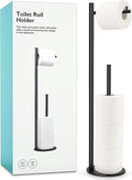 Toilet Paper Holder Stand, Bathroom Toilet Paper Roll Holder Stand with Reserve, Standing Toilet Paper Holder with Storage