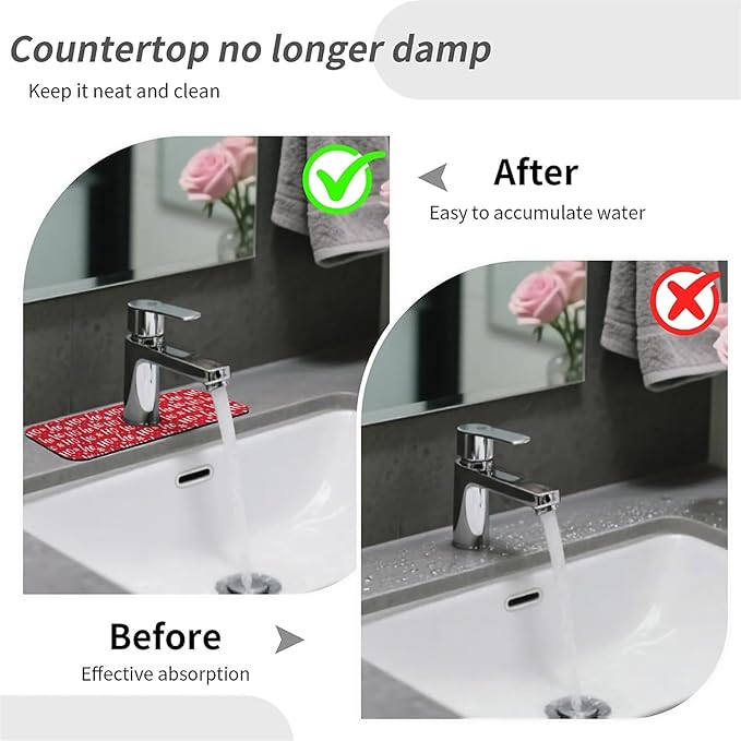 Faucet Draining Mat For Kitchen Sink, Christmas Hohoho Diatom Mud Absorbent Drain Pad For Bathroom Kitchen Sink Splash Guard Drying Mat
