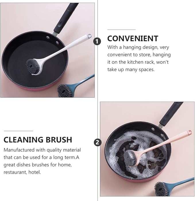 Hemoton 3Pcs Cleaning Brush Handle Kitchen Sponge Window Cleaner Kitchen Dish Cleaner Sink Brush Washing Dish Scrubber scrubbing abs tub Toilet
