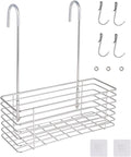 Antrader Hanging Shower Rack,Shower Caddy Hanging,Hung on the Faucet or the Door,the Back Hook Can be Rotated,No Drilling,304 Stainless Steel,Single Layer Shelf