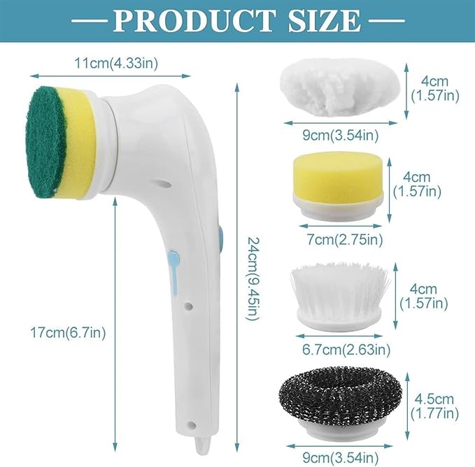 AVFORA Electric Cleaning Brush Cleaning Gadget Kitchen Cleaning Items with 5 Replaceable Brush Heads Handheld Power Shower Scrubber for Bathtub, Floor, Wall, Tile, Toilet, Window, Sink