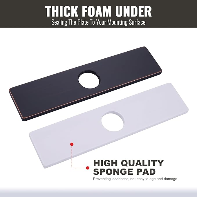 10" Sink Faucet Hole Cover Deck Plate for Bathroom & Kitchen Vanity Sink, Faucet Oil Rubbed Bronze Escutcheon Plate Stainless Steel Outside Faucet Cover Cap Rectangle Mixer Tap