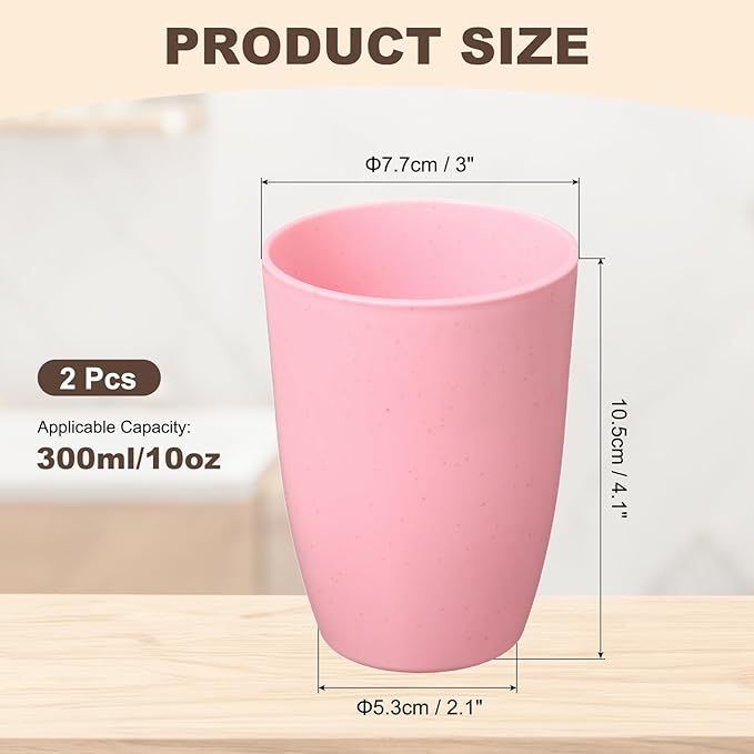 uxcell 2 Pcs Simple Toothbrush Cup, 3 x 3 x 4.1 Inch Bathroom Tumbler Reusable Plastic Cup Set for Storing Toothpaste Toothbrushes Combs Water Beverages, Light Pink