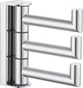 APLusee Polished Chrome Swivel Towel Hook for Bathroom, Heavy Duty 304 Stainless Steel Bathroom Wall Hook with Multi 3 Arms, Wall Mounted Towel Hanger for Kitchen Garage