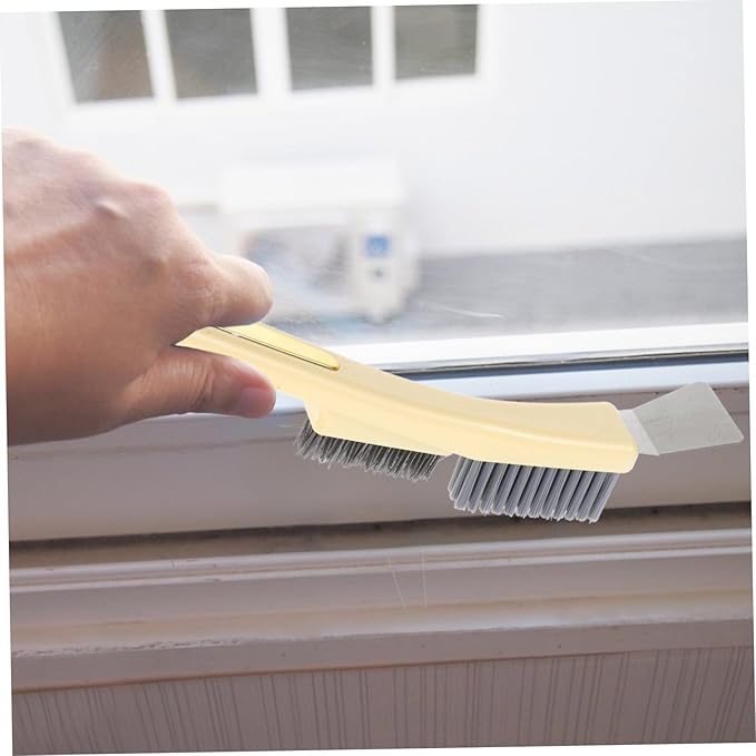 GALPADA Steel Wire Brush Set for Kitchen and Bathroom Cleaning Small Handheld Grout Brush with Scraper for Deep Cleaning Stove Tiles and Crevices