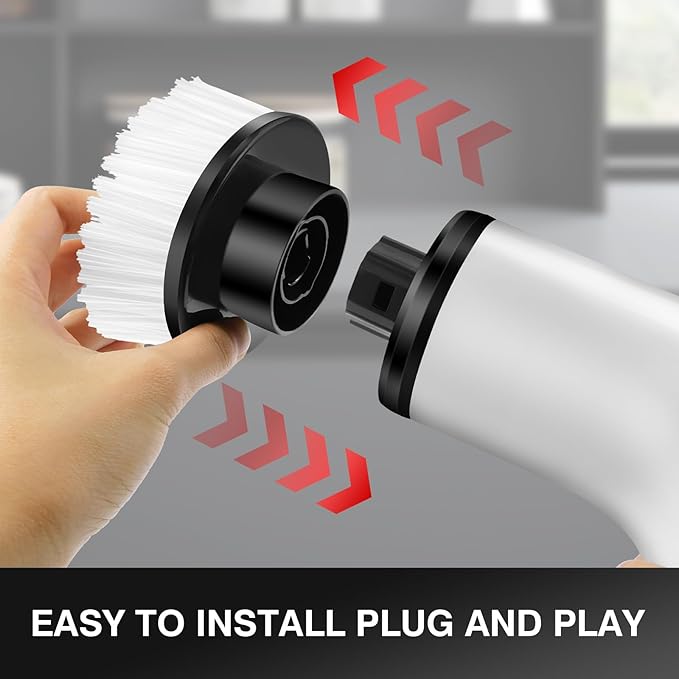 Electric Spin Scrubber Rechargeable Cleaning Brush with 10 Replaceable Brush Heads, 360° Rotating Brush Head, Cordless Bathroom Scrubber for Cleaning Tile, Sink, Window, Floor, White, FT