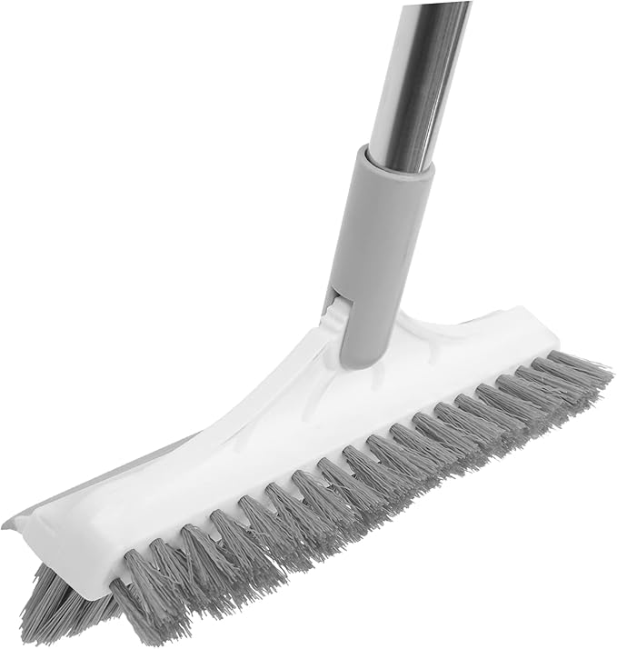 SECFOU Upgraded Dual-Sided Crevice Cleaning Brush for Shower Room and Bathroom Long Handle Scrubber for Grout Tiles and Corners and Practical Floor Brush for Easy Cleaning