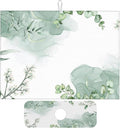 Watercolor Green Leaf Floral Dish Drying Mat for Kitchen Counter, 18"x24" Microfiber Absorbent Fast Dry Mat, 2Pcs Dish Mat Faucet Mats Sets, Large Drying Kitchen Mat Kitchen Drying Pad
