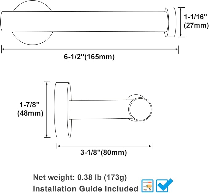 Toilet Paper Holder Matte Black, Angle Simple Stainless Steel Bathroom Tissue Dispenser, Toilet Roll Hanger for Wall