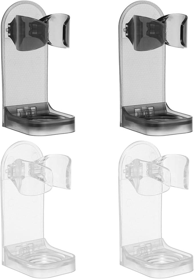 uxcell 4Pcs Electric Toothbrush Holder, Adjustable Wall Mounted Plastic Toothbrush Organizer Adhesive Storage Organizer Stand for Bathroom Tooth Brush Toothpaste, Clear/Clear Black