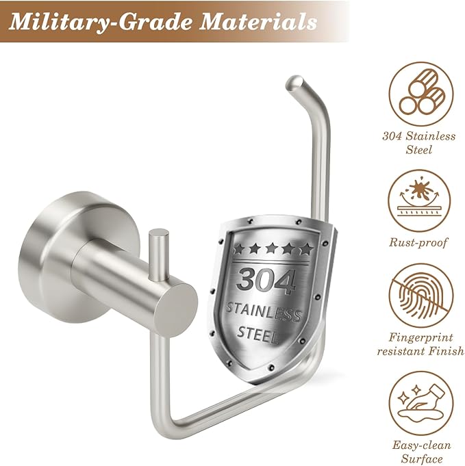 Brushed Silver Toilet Paper Holder, Stainless Steel Toilet Roll Holder Wall Mounted with Drill Installation, Fingerprint-Resistant & Rustproof Bathroom Tissue Holder
