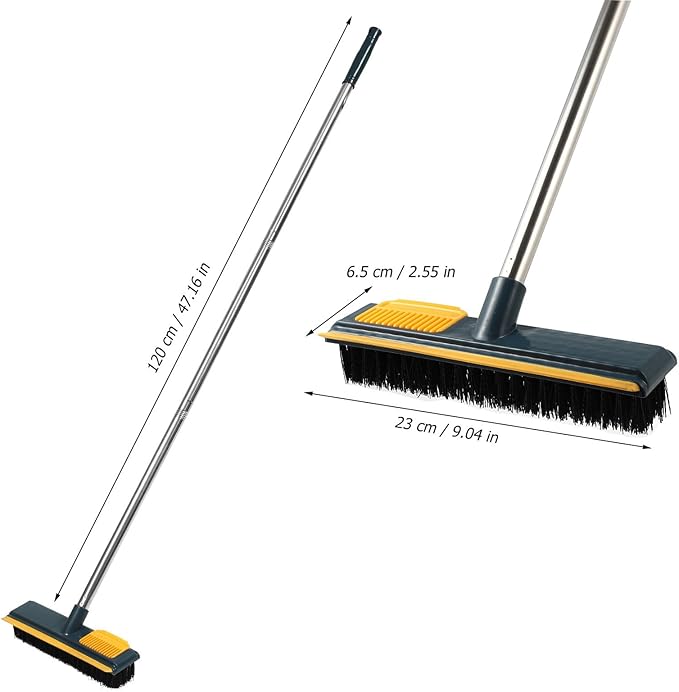 Long Handle Floor Brush with Stiff Bristles, 108cm Yellow Scrub Brush for Bathroom and Tile Cleaning, Hard Bristle Shower Floor Scrubber for Deep Corner and Grout Cleaning,