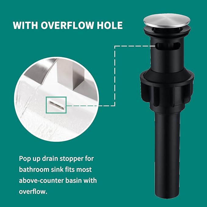Bathroom Faucet for 1 Hole or 3 Holes Bathroom Sink Single Handle SUS304 Stainless Steel Sink Faucet with Pop Up Drain with Overflow Modern Vanity Faucets Brushed Nickel, SF3P-BN