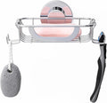Soap Dish Soap Bar Holder Suction Cup with 4 Hooks, Stainless Steel Soap Saver Tray for Shower Wall, Bathroom, Kitchen, Rustproof No Drilling Bar Soap Holder, Silver