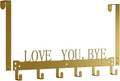 Over The Door Hooks for Hanging, Love You, Bye, Over The Door Hanger, Over The Door Towel Rack for Bathroom Bathroom Towel Holder Towels Hanger (Gold, 1 Pack)