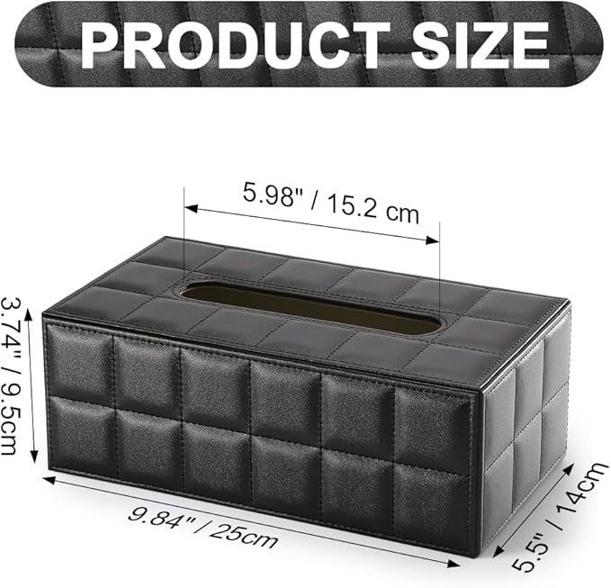 KINGFOM Rectangular Tissue Box Cover, Imitation Suede PU Leather Tissue Box Holder, Facial Napkin Paper Dispenser for Home Office Car Automotive Decoration with Magnetic Bottom(Soft Black)