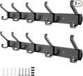 2 Pack Coat Rack Wall Mount,17.3 in Wall Hooks for Hanging, Coat Hanger Wall Mount Towel Rack Hat Rack for Wall with 10 Hooks for Entryway, Bedroom, Bathroom (Black)