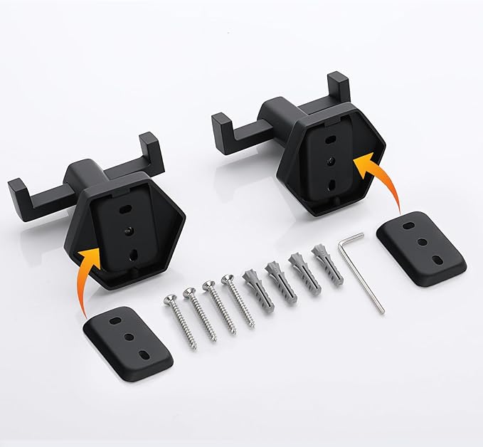 GERZWY Matte Black Coat/Robe Clothes Hook for Bath Kitchen Modern Hotel Style, Stainless Steel Bathroom Double Towel Hook Wall Mounted 2 Pack