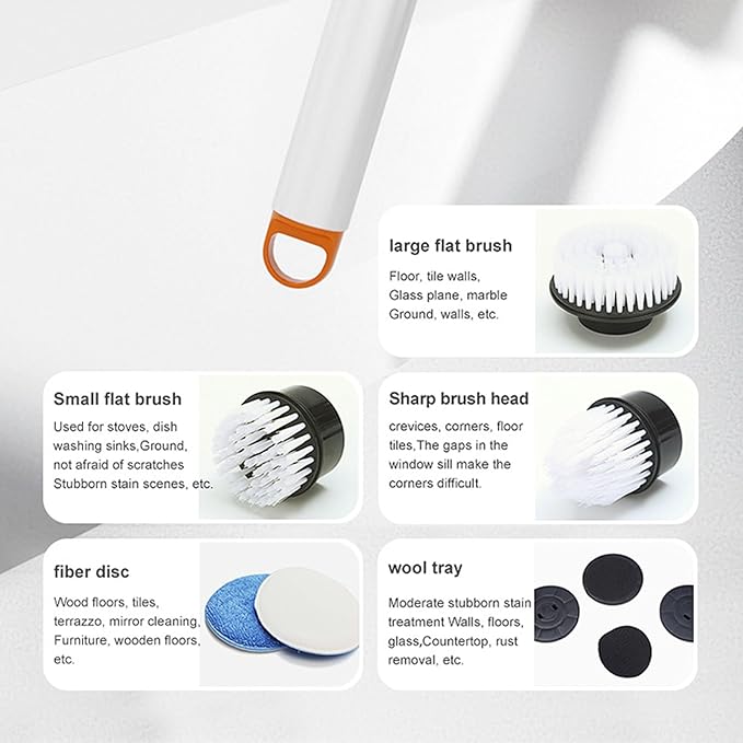 Multipurpose Electric Scrubbers 5 Interchangeable Brushes Head Cordless Rechargeable for Kitchen Bathroom Floor Grout Maintenance Multifunctional Electric Scrubbers for Home