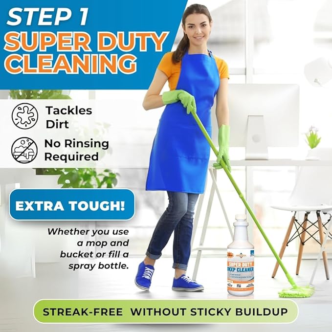 Super Duty Degreaser – Heavy Duty Tile & Grout Cleaner for Kitchens, Bathrooms & Floors – Removes Grease, Soap Scum & Deep Stains – Concentrate