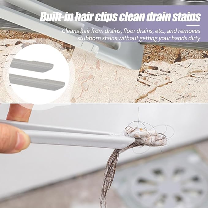 2 PCS Multi-Function Rotating Crevice Cleaning Brush, 2024 New Hard Bristle Crevice Gap Cleaning Brush, 360 Degree No Dead Corners Household Cleaning Tool for Cleaning Kitchen Bathroom (White)