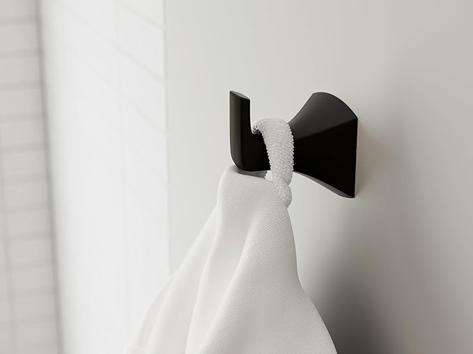 Pfister Bruxie Towel Hook, Bathroom Towel Hook, Wall-Mounted, Screw-in, Matte Black Finish, BRHBIE0B