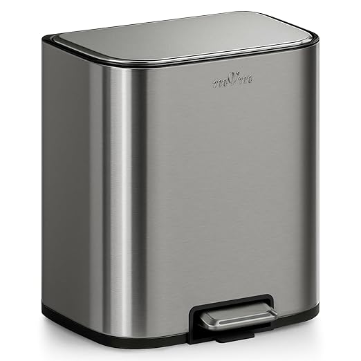 mVm Kitchen Trash Can, 5.3 Gal Trash Can with Lid, Smooth Edge Step Garbage Bin for Home Kitchen Office (Gray)