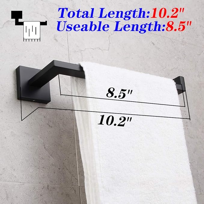 GERZWY SUS 304 Stainless Steel Bathroom Hardware Set Matte Black Towel Ring and Toilet Paper Holder Bath Hardware Accessories Sets Wall Mounted IG1856-2BK