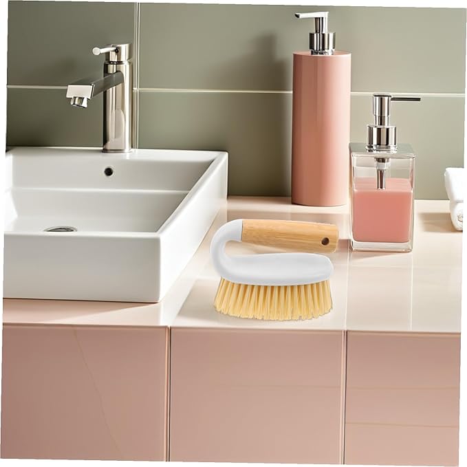 Wooden Handle Scrub Brush for Tile Grout and Floor Cleaning Stiff Bristle Utility Hand Brush for Bathroom Kitchen and Household Use Lightweight and Ergonomic Design for Tight