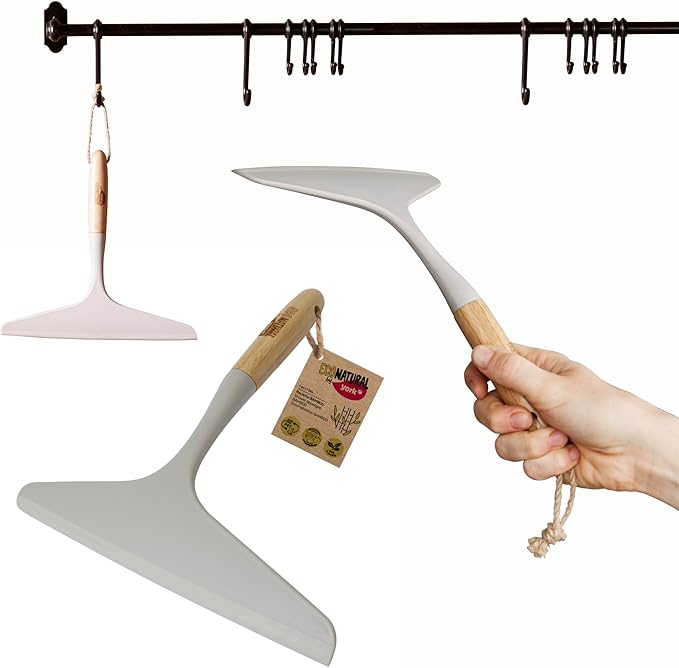 York ECONATURAL Bamboo Shower Squeegee Removes Excess Water from Large Glass Surfaces - Glass Panes, Shower Cubicles Without Leaving Stains, Brown