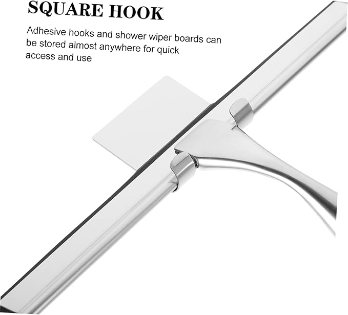 10-Inch Stainless Steel Window Squeegee Adhesive Hooks Shower Glass Cleaner for Bathroom and Kitchen Easy to Use Squeegee Tool for Streak-Free Cleaning