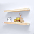 Homeforia 30 inch Wood Floating Shelves, High End Solid Natural Wood 30inch Floating Shelf for Wall, Unfinished Wooden 30 inches Floating Shelves, Heavy Duty Bracket, 30 X 6.5 X 1.75 in, Set of 3