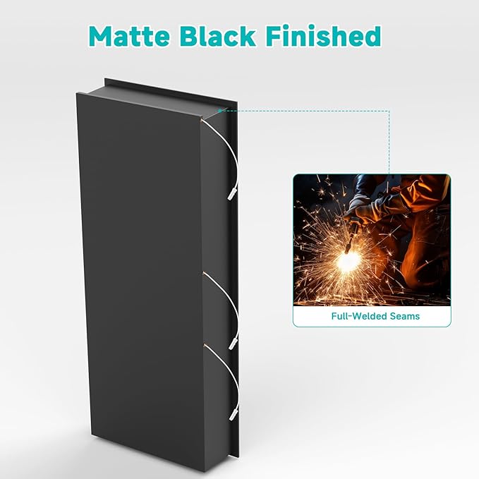 Black Stainless Steel Shower Niche with LED Lights 12" x 30" – Recessed Shower Shelf with 3-Tier Storage, Waterproof & Rustproof Bathroom Wall Niche