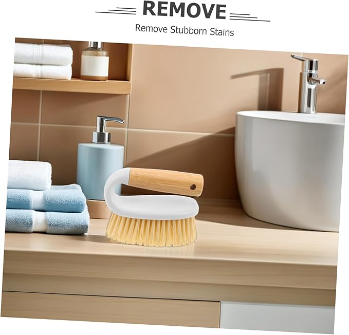 Wooden Handle Scrub Brush for Tile Grout and Floor Cleaning Stiff Bristle Utility Hand Brush for Bathroom Kitchen and Household Use Lightweight and Ergonomic Design for Tight