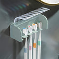 5 Slots Toothbrush Holder Wall Mount with Cover, Self Adhesive Toothbrushes Storage Organizer Perfect for Dorm Bathrooms and Shower, Holds 5 Toothbrushes. (Blue)