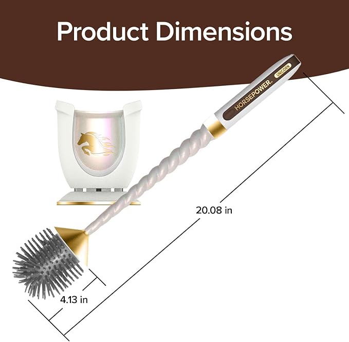 Horsepower Unicorn Gold Edition Electric Toilet Brush – Extra-Long Run Time Motorized Power, 360° Flexible Silicone Bristles, Rechargeable for Effortless Deep Cleaning