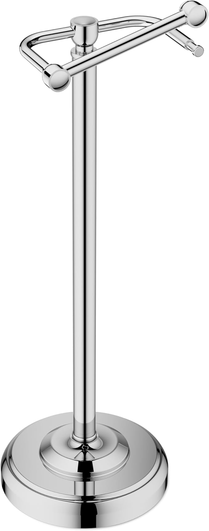 Freestanding Toilet Paper Holder Stand - Rustproof 304 Stainless Steel with Heavy Duty Weighted Base (4.8lbs), 22" Height Pivot Arm Tissue Roll Dispenser, Fits Mega Rolls - Chrome Finish